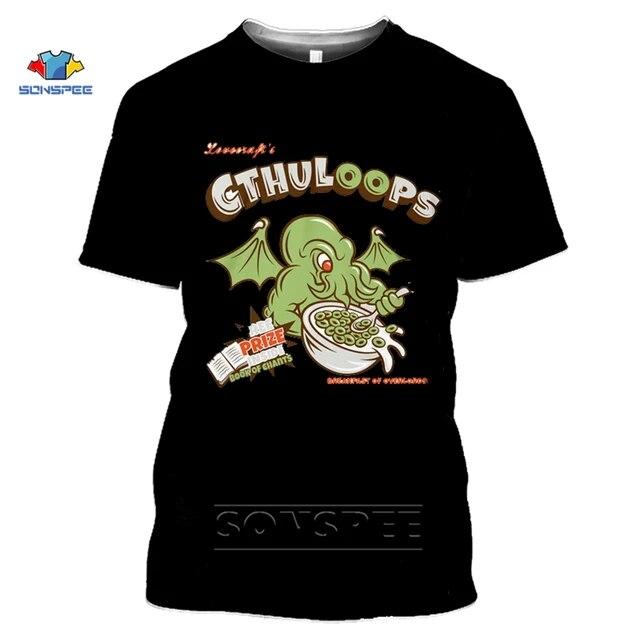 Camiseta con estampado 3D de Cthulhu y Lovecraft, camiseta Miskatonic para hombres, camiseta divertida con cuello redondo de llamada de Cthulhu, Top de verano para mujeres
