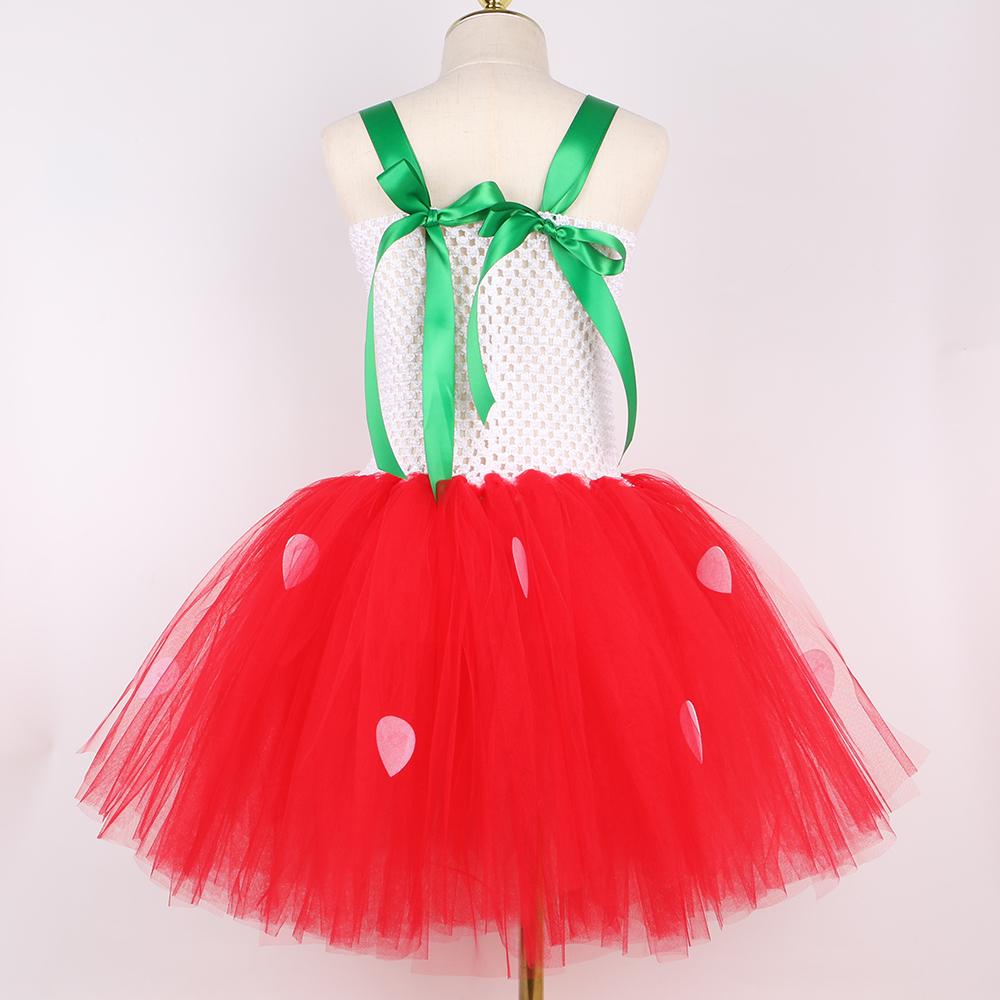Kids Strawberry Tutu Dress Costume for Girls Birthday Party Tulle Princess Dress Girl Halloween Christmas Carnival Dresses