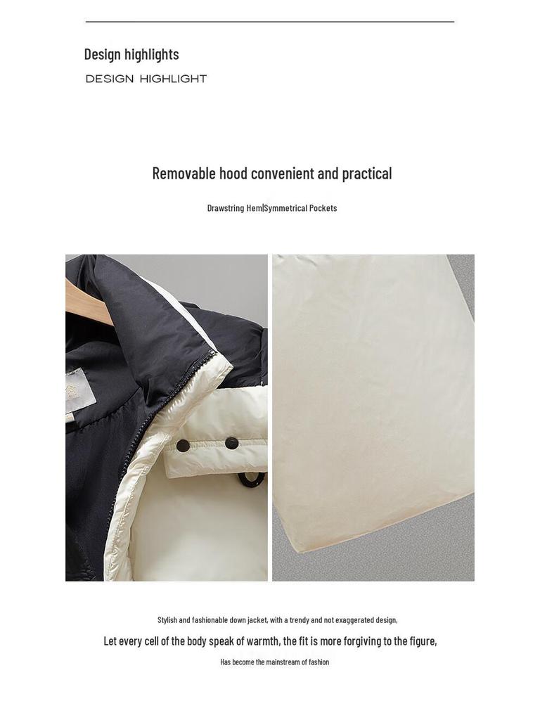 Silbaisha Women's Short Detachable Hooded Down Jacket