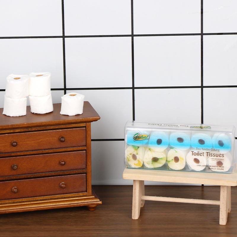 1 Set Toilet Tissue Decoration 1/12 Dollhouse Miniature Paper Towel Roll Model Dolls House Bathroom Accessories