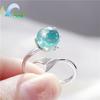 Mermaid Theme Adjustable Open Ring Blue Crystal Fish Tail Korean Minimalist Forest Style Stackable Finger Jewelry for Women Girl