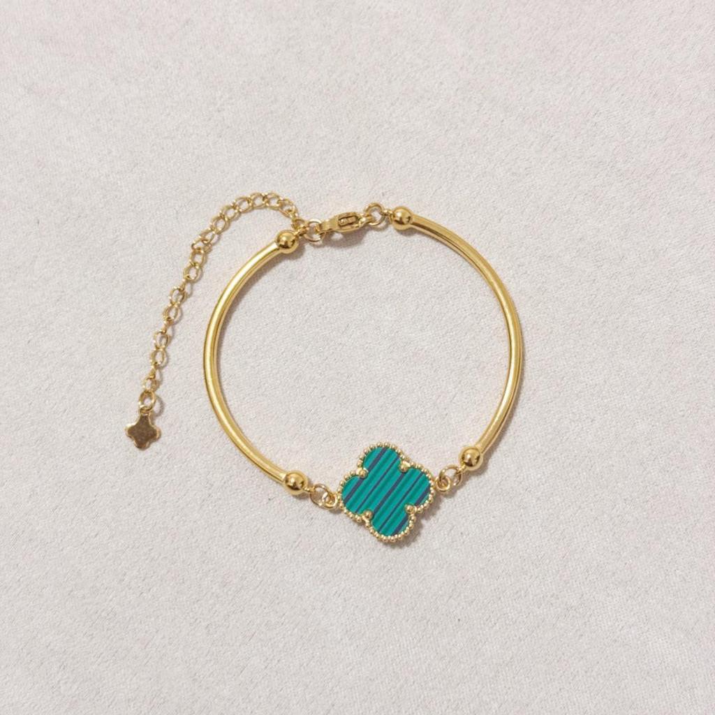 15mm Titanstahl Nicht Verblassendes Glücksklee Damen Armreif Armband Schmuck.