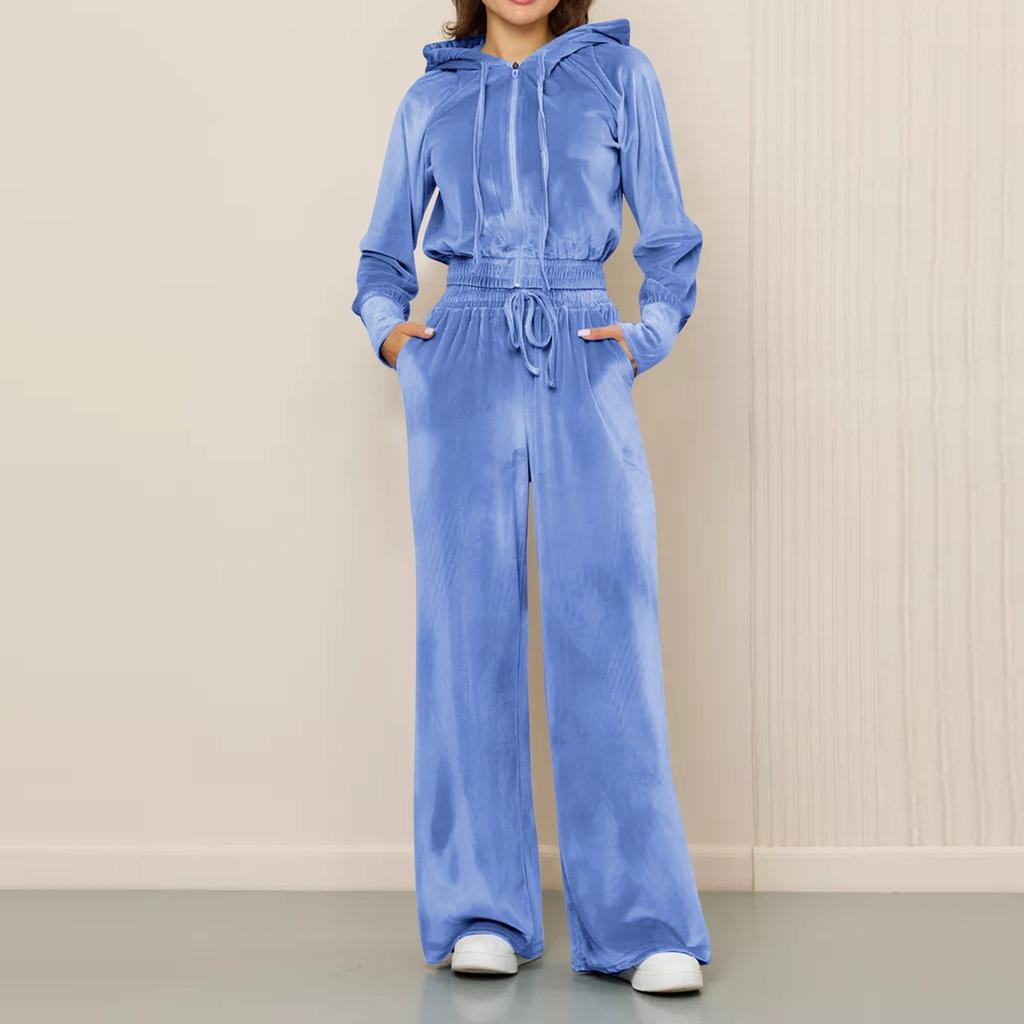 Set din două piese, casual, pentru femei, cu fermoar, cardigan, pantaloni, pantaloni