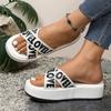 New cross-strapped thick-bottomed cool slippers 2025 summer casual letter color matching large-size beach slippers women 43