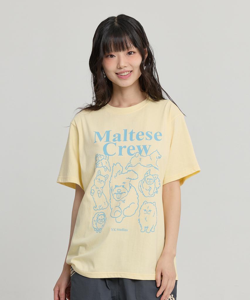 WAIKEI Maltese Crew Line Graphic Short Sleeve T-Shirt Lemon