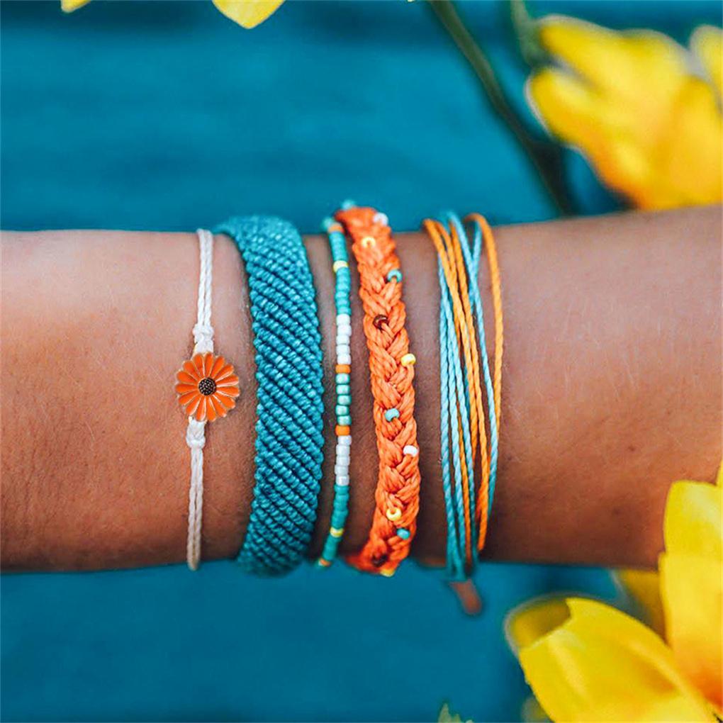 1 Set Bohemian Bracelet Comfortable Drawstring Beaded Bracelet for Women