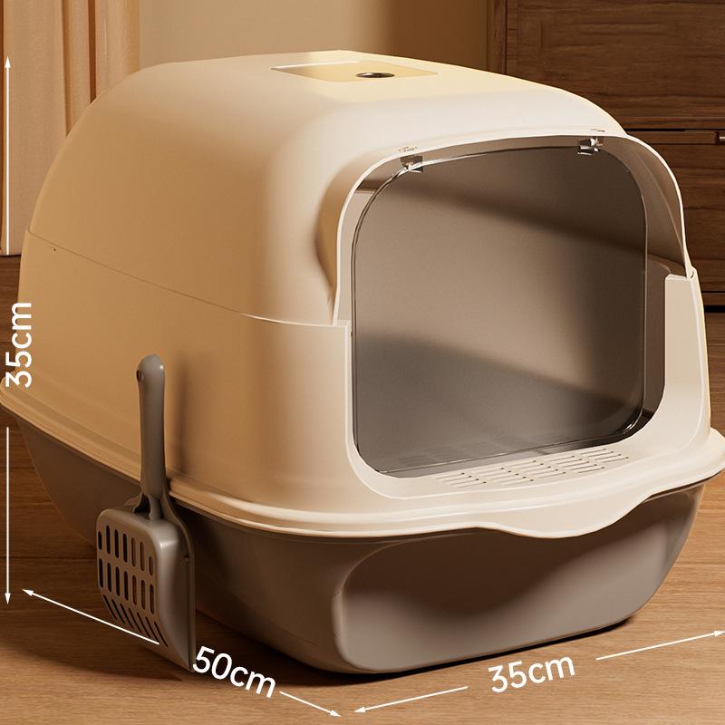 

Large Pp Cat Litter Box Fully Enclosed Odor Control Cat Toilet Easy-To-Clean Litter Pan Anti-Tracking Pet Supplies