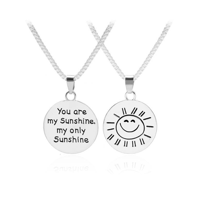 Cross-border Sun Smiley 'You Are My Sunshine' Pendant Necklace
