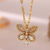 Luxury Micro Pave CZ Gold Color Necklace For Women Star Compass Butterfly Pendant Choker Waterproof Vintage Jewelry Daily Gift