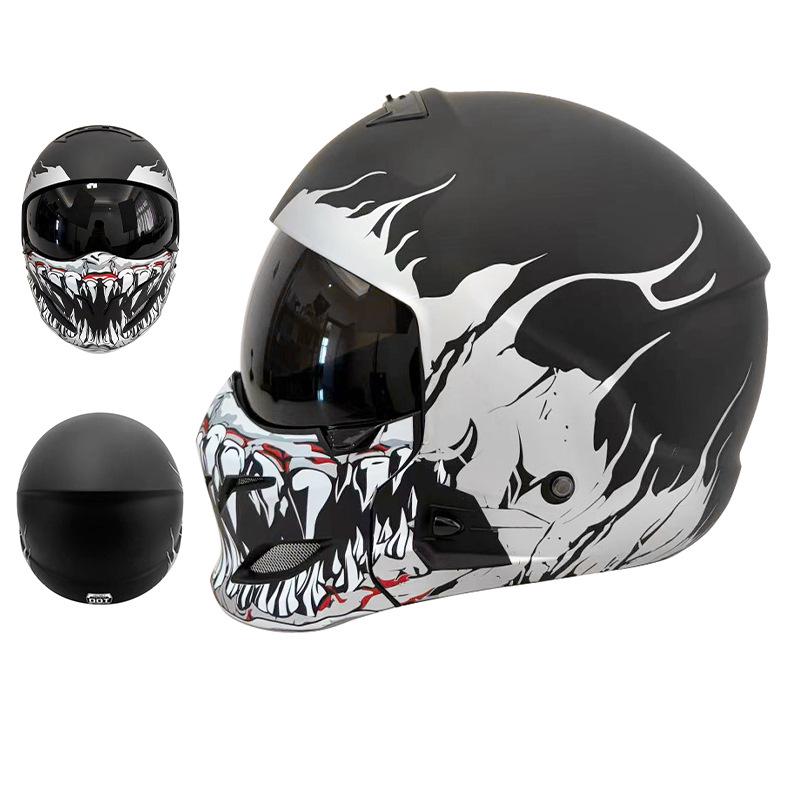 3C Certified Full Face Retro Motorcycle Helmet for All Seasons - Men's and Women's Scorpion Combination Half Helmet