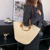 Straw Bag Women's Large-capacity New Holiday Beach Straw Bag Woven Bucket Bag Vegetable Basket Seaside Tote Bag