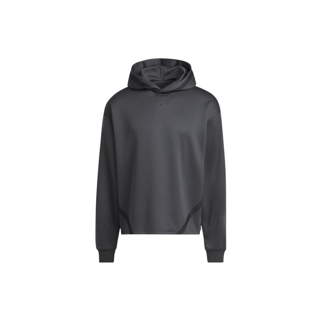 adidas Men's Black Gray Colorblock SELECT Hooded Pullover Sweatshirt IC2418