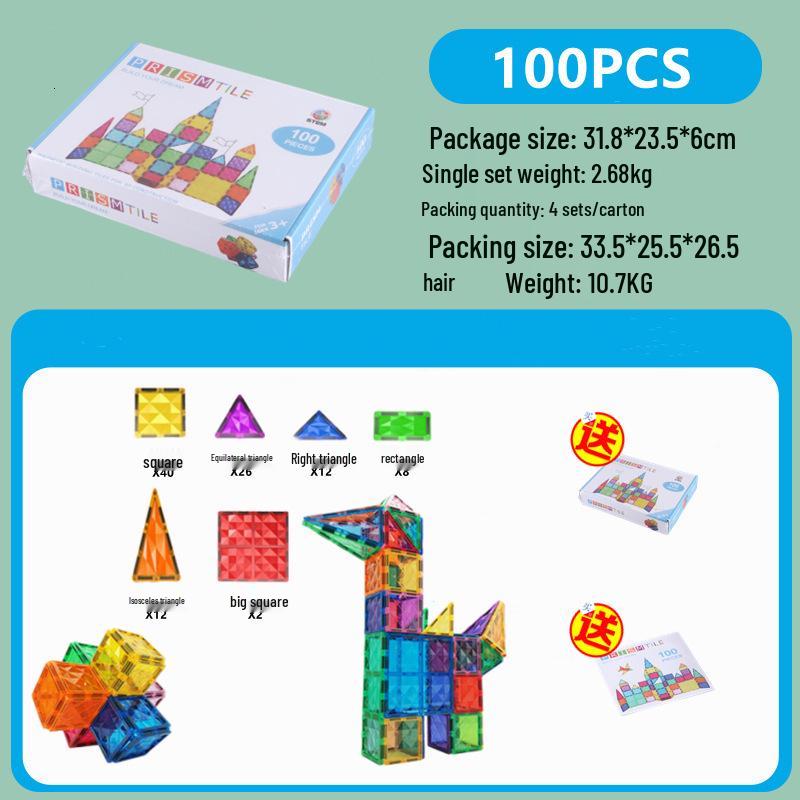 

Магнитные плитки из витражного стекла в стиле «Призма»: Универсальные развивающие строительные блоки для детей