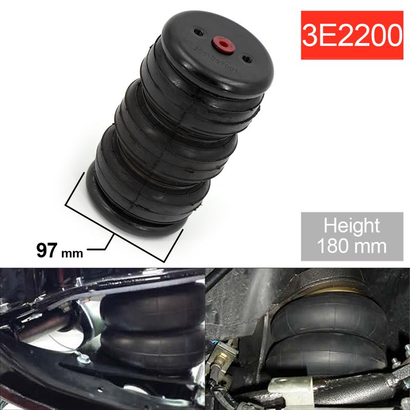 Universal 2pcs 3 Rows Rubber Air Ride Suspension Shock Absorber Air Bags Air spring 3E2200 with Quick Connector Suit for Truck