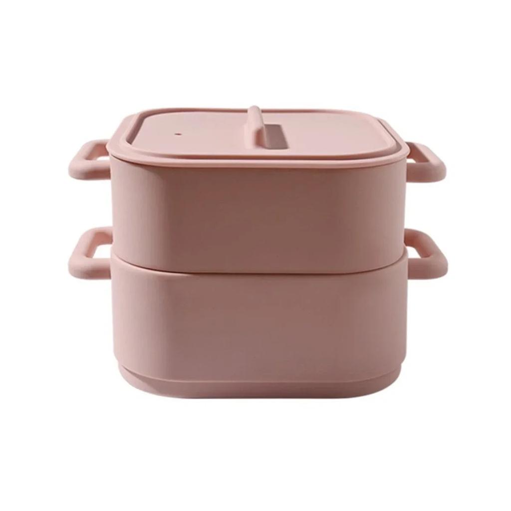 2 Pieces Silicone Microwave Steamer Bowls with Handle Oven Safe Food Storage Containers for Quick and Healthy Cooking