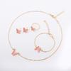 Elegance Style Butterfly Jewelry Set Minimalist Dripping Oil Heart Necklace Ring Set Artistic Design Creative