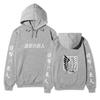 Attack on Titan Unisex Fleece Hoodie Front Japanese Text, Back Wings of Freedom Logo Autumn Winter Casual Pullover