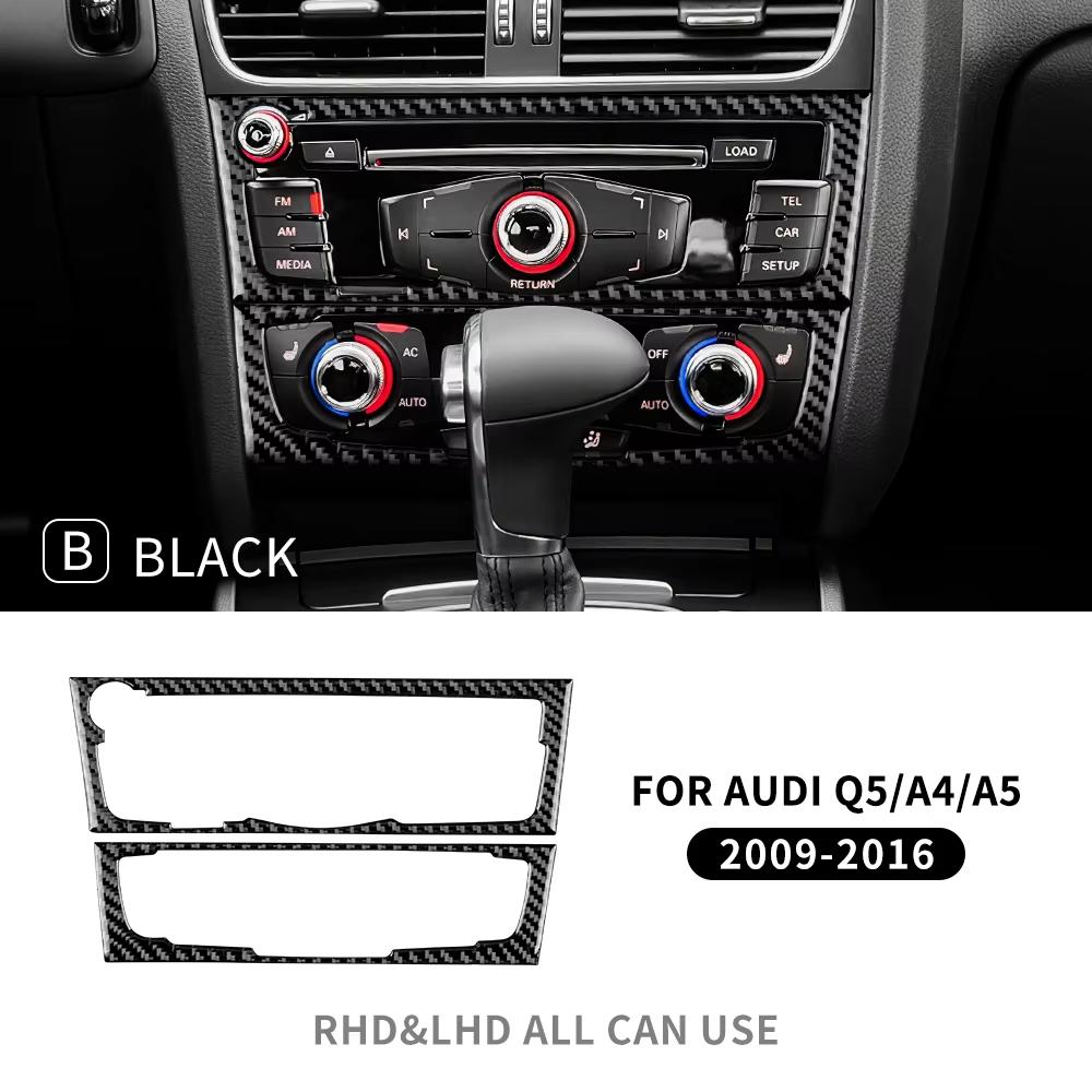 Real Carbon Fiber Sticker For compatible vehicle A4 A5 Q5 2009 2010 2011 2012 2013 2014 2015 2016 Console CD Panel Interior Trim Accessories.