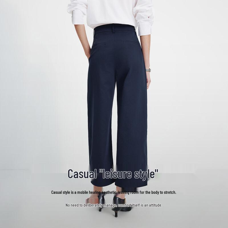 Navigare Women's Summer Lightweight Wide-Leg Cropped Pants