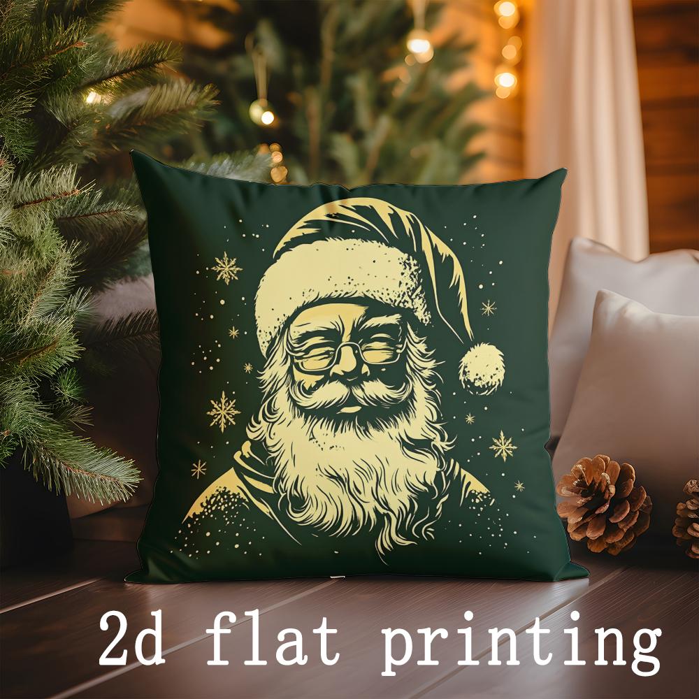 Christmas-themed Decorative Pillow Covers with Santa & Deer Pattern Cushion Cover Suitable for Sofa Bedroom Car Pillow Cover