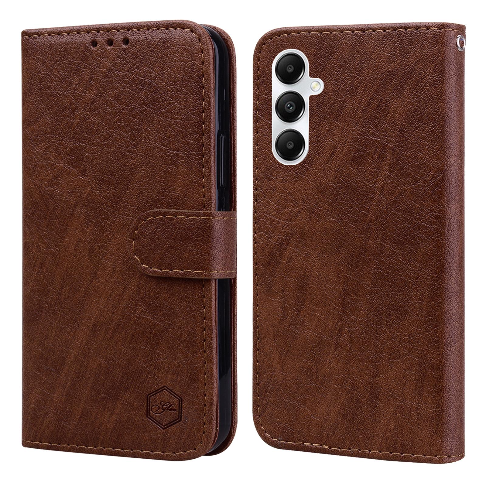 

For Samsung Galaxy A05s 4G Slim-Fit Phone Case PU Leather Wallet Cell Phone Stand Cover Brown