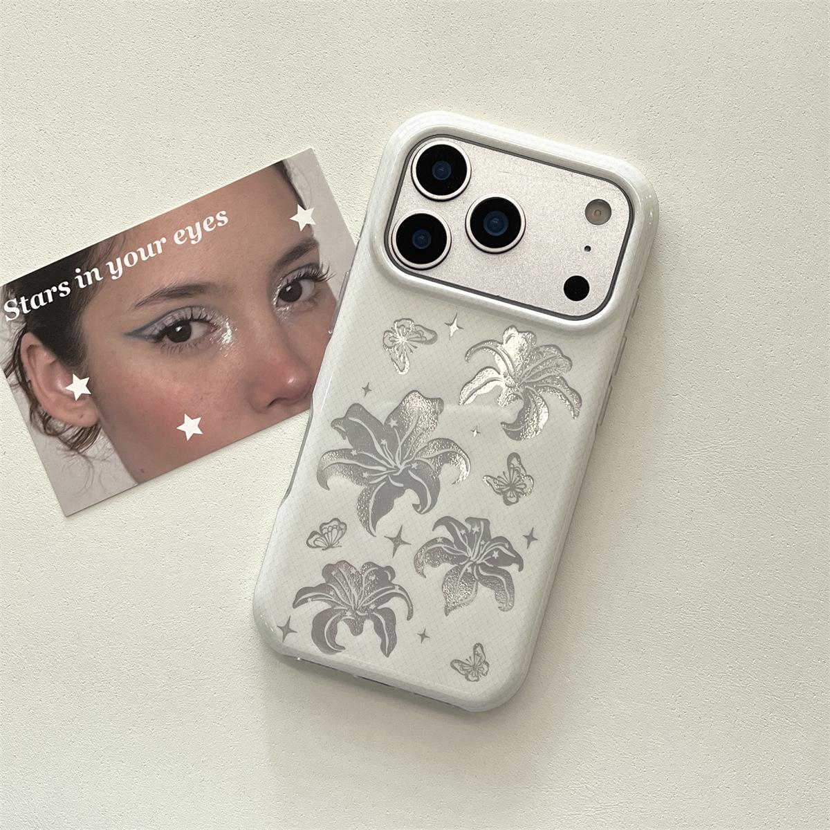 

Laser Lily Butterfly iPhone 14/13/ProMax Case - Anti-Fall Protection iPhone 17 Pro