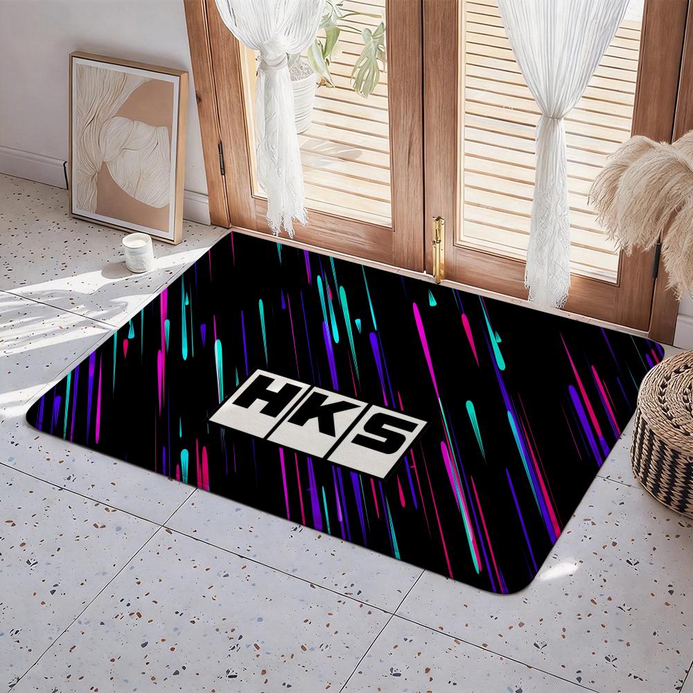 Sport Car HKS JDM Floor Mat Eco  Flannel Doormat Non Slip Odorless Indoor Floor Rug Soft Short Plush Home Mat