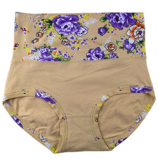 

Женское хлопковое нижнее белье с принтом в стиле ретро с высокой талией и утягивающим эффектом D3004 One Size абрикосовый