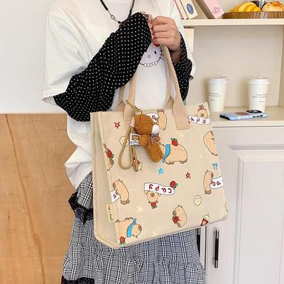 Korean Lazy Style Capybara Canvas Tote & Crossbody Bag