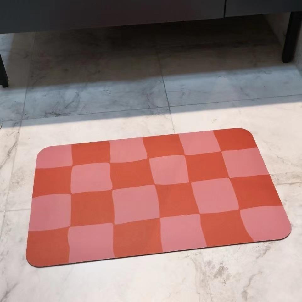 Creative Checkerboard Quick-drying Door Mat Modern Simple Diatom Mud Absorbent Mat Bathroom Toilet Non-slip Rug