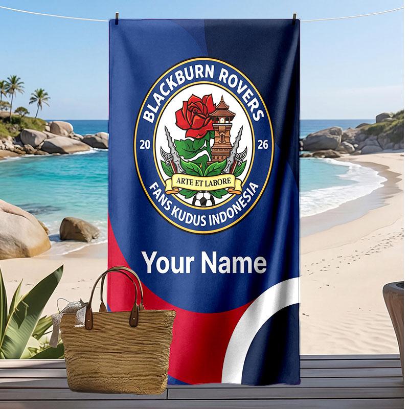 Blackburn Rovers Football Personalized Printed Beach Towel Soccer Logo Support Custom Name Text Absorbent Towel For Sport Travel Special Gift