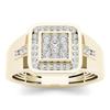 Classical  Gold Color Men Rings Square Round Women White Stone Rings Jewelry Party Gift