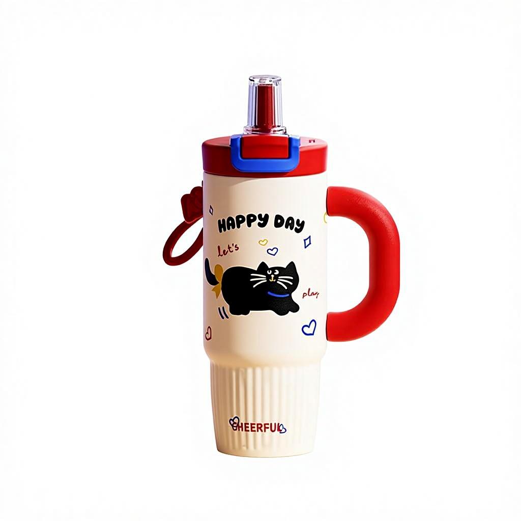 New Cartoon Sipping Cup - 304 Stainless Steel Cold Keeper Cup for Students - Large Capacity Cold Preservation Portable Cup 800ml
