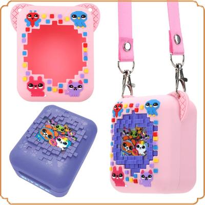 3D Animal Print Silicone Case Protective Cover with Lanyard Carrying Travel Case Washable for Bitzee Interactive  Digital Pet