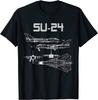 Su24 Soviet Plane Warbird Blueprint Schematics Diagram Men TShirt Short Sleeve Casual Summer Boys TShirts