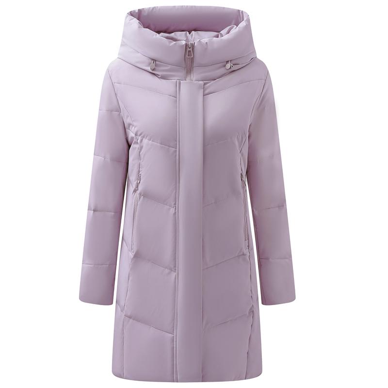 Plus Size Middle Age Women's Long Down Coats Winter Vintage Prakas Hooded Elegant Thick Warm Puffer Jackets Woman Outerwears