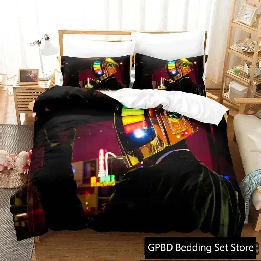 סט מצעים יוקרתי חדש הדפסת תלת מימד דאפט פאנק כיסוי שמיכה סט מיטה כיסוי שמיכה ציפית ל כרית מידה קינג קווין סט מצעים לבנים מבוגרים