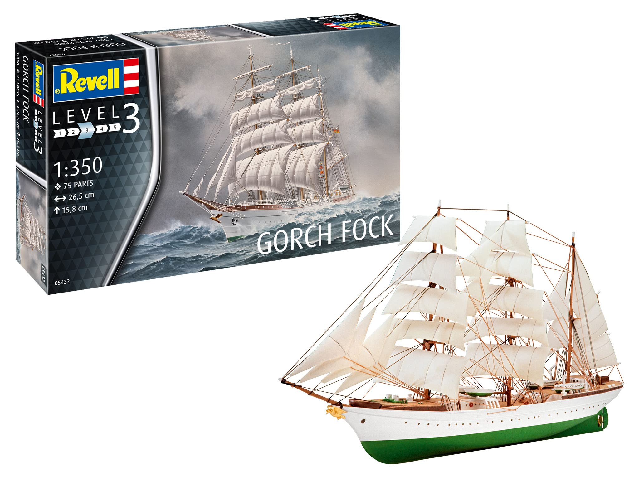 

Revell German Navy Gorch Fock Plastic Model Molded in Color 1/350 05432,