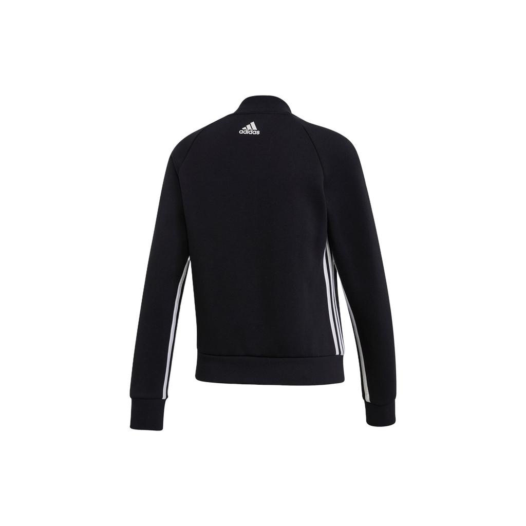 Adidas W Mh 3S Dk Jkt Striped Detail Logo Vintage Sports Stand Collar Printed Zip Jacket Women Jackets Black DX7971