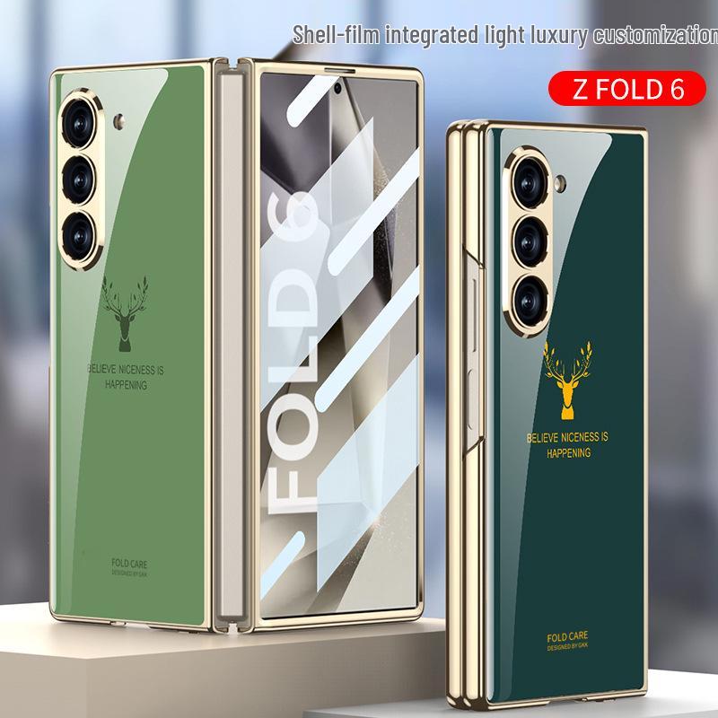 Kompatible Samsung Z Fold6 Falthandyhülle mit bemaltem Glas, HD-Schutz und integrierter Klapphülle.
