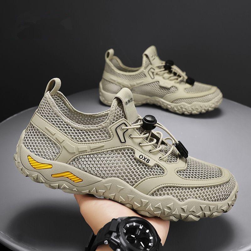 Men's Summer Breathable Mesh Soft Sole Non-Slip Low-Top Casual Outdoor Hiking Water Shoes.