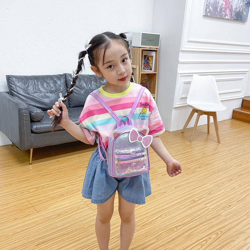 Childrens Cartoon Butterfly Bow Ears Pu Backpack For Kindergarten Daily Use