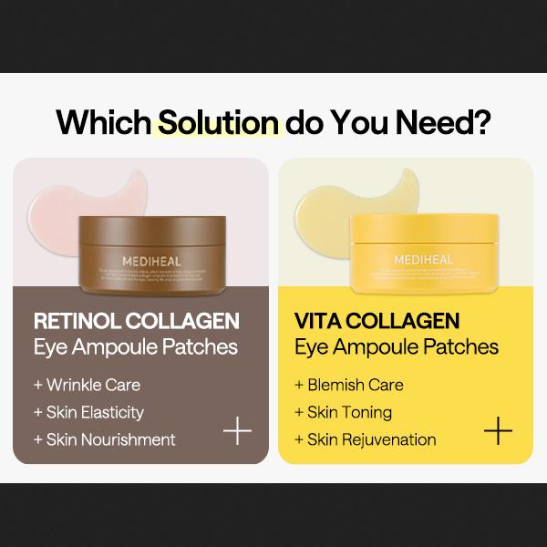 MEDIHEAL Retinol / Vita Collagen Eye Ampoule Patch 60sheets (103g)/ Anti-Aging, Moisturizing, Korean Cosmetics, Kbeauty