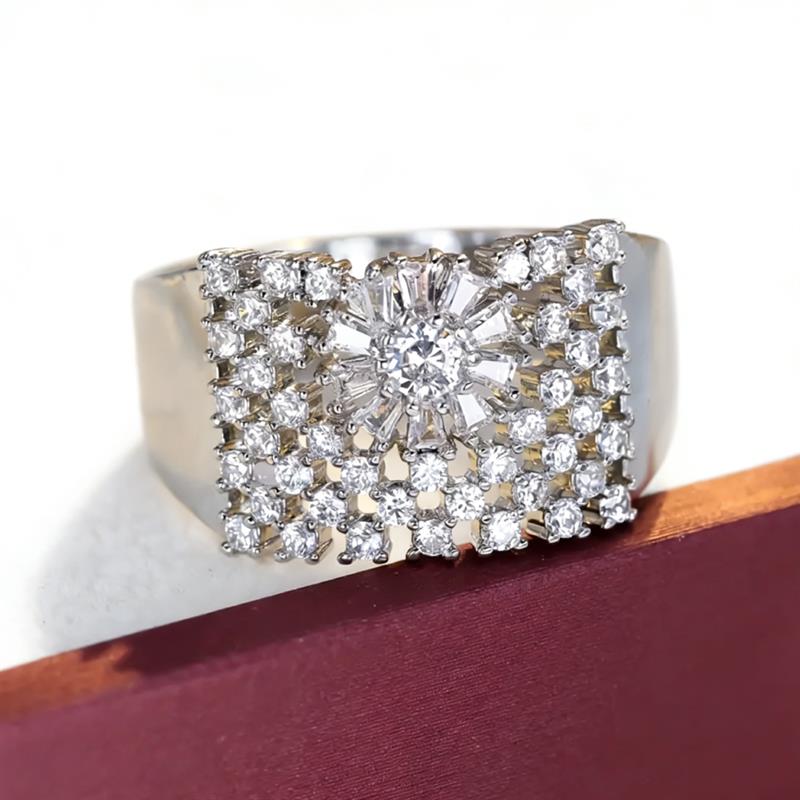 Xiaomi Huitan Sparkling Ring for Women Hollow Design Full Shining CZ Wedding Party Versatile Fashion Accessories Elegant Lady Jewelry