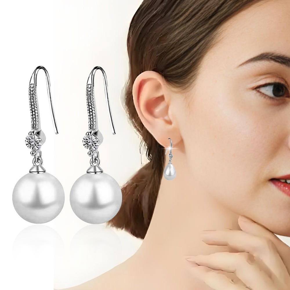 1 Pair Water Imitation Pearls Drop Earrings Round Stud Earrings Fashion Pearl Earrings  Women Gift