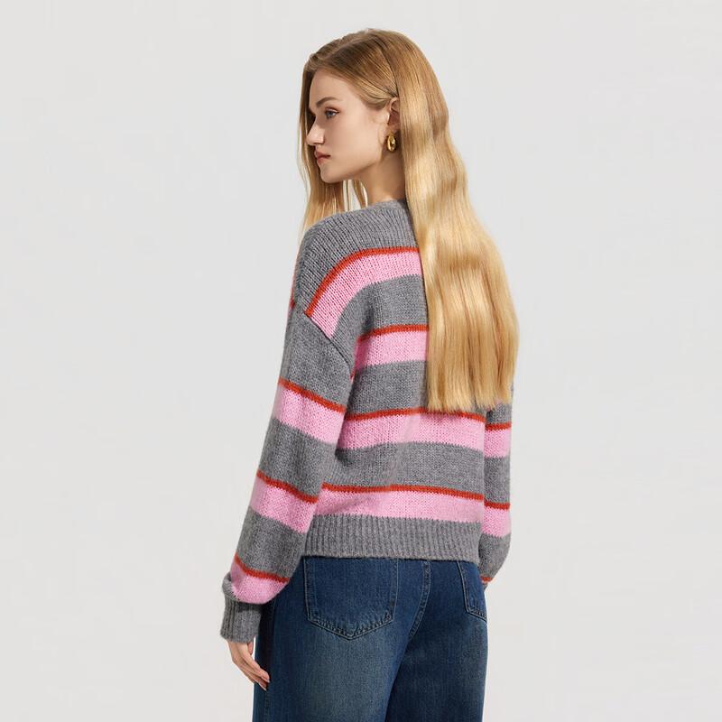 Tatou Women's Striped V-Neck Knit Cardigan