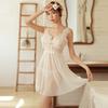 Plus Size Sexy Deep V Sheer Tulle Pajamas Dress 191