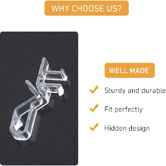 2" Clear Hidden Valance Clips (4-Pack) - Invisible Plastic Brackets for Blinds & Shades - Universal Fit for Wood, Faux Wood, Aluminum
