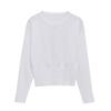 European and American style, new women's clothing, fashionable, versatile, cross-border long-sleeved buckle flat needle knitted sweater