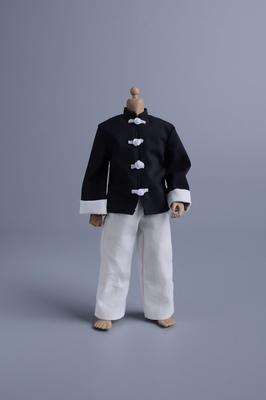 112 Scale Male Female Universal Movable Action Figure Costume Tang Suit, 6 Inch Tunic Suit, Kung Fu Suit, Chinese Suit, Black and White (body, Head,